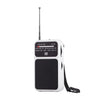Radio FM portátil W-209 Mini, recargable, con modo dual, con puntero y linterna (blanca)