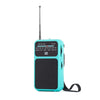 Radio FM portátil W-209 Mini, recargable, con modo dual, con puntero y linterna (azul)