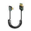 Cable HDMI 2.1 de 8K 60 Hz con resorte de 0,5 m de longitud. Especificación: Mini HDMI con curvatura a la derecha