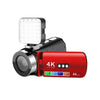 Cámara de vídeo digital con visión nocturna colorida, sin luz, WiFi, HD 4K, color: rojo + luz de relleno