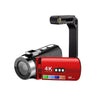 Cámara de vídeo digital con visión nocturna, color rojo y soporte, sin luz, WiFi, HD 4K