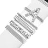 Juego de 5 anillos decorativos de metal con letras para reloj inteligente, estilo A (银色)