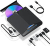 Unidad óptica externa extraíble USB 3.0/Tipo C, grabadora de DVD/CD multiinterfaz (negra)