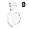 Luz de relleno para espejo selfie trasero de teléfono móvil con clip plegable, color blanco con control remoto