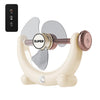 Ventilador multifuncional con luz, sonido y gran potencia eólica, con luz, montado en la pared, larga duración, ventilador de techo pequeño de escritorio, color: beige con control remoto.