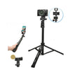 YUNTENG 91666L - Trípode ajustable para selfies de 18,5 a 67 pulgadas con control remoto para teléfono y cámara (negro)
