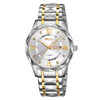 Relojes SKMEI Business Casual con caja de diamantes, luminosos, resistentes al agua, de cuarzo, estilo: para hombre, correa plateada dorada, esfera plateada.