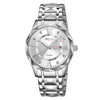 Relojes SKMEI Business Casual con caja de diamantes, reloj de cuarzo luminoso, resistente al agua, estilo: para hombre, caja plateada, esfera plateada.
