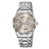 Relojes SKMEI Business Casual con caja de diamantes, reloj de cuarzo luminoso, resistente al agua, estilo: para hombre, caja plateada, esfera gris.