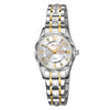 Relojes SKMEI Business Casual con caja de diamantes, luminosos, resistentes al agua, de cuarzo, estilo: para mujer, correa plateada dorada, esfera plateada.