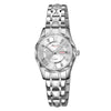 Relojes SKMEI Business Casual con caja de diamantes, reloj de cuarzo luminoso, resistente al agua, estilo: para mujer, caja plateada, esfera plateada.