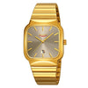 Reloj SKMEI 9361 con correa de acero y esfera texturizada, estilo informal de negocios, cuadrado, de cuarzo, caja dorada, esfera gris.