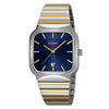 Reloj SKMEI 9361 con correa de acero y esfera texturizada, estilo informal de negocios, cuadrado, de cuarzo. Caja plateada y dorada, esfera azul.