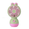 Ventilador de escritorio con bonito dibujo de conejo para niños, regalo genial de verano, ventilador de mano recargable (verde)