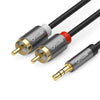 Cable de audio QGeeM de 2 RCA a conector de 3,5 mm, chapado en oro, auxiliar estéreo para cine en casa, reproductor de DVD y sistemas Hi-Fi (0,5 m)