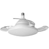 Ventilador de techo de 22,5 pulgadas con aspas invisibles, luz LED regulable con casquillo E27, 3 temperaturas de color, 3 velocidades, duración de 2 h/4 h (blanco)