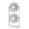 Ventilador de escritorio de doble cabezal, oscilante y ajustable de 360 grados, portátil, de 3 velocidades, batería de 4000 mAh.