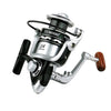 Carrete de pesca giratorio YUMOSHI OE5000 con bobina metálica y relación de transmisión de 5,2:1, mango plegable y empuñadura de madera.
