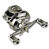 Carrete de pesca baitcasting YUMOSH EQM201 para zurdos, relación de transmisión 6,3:1, sistema de freno magnético y 12 posiciones ajustables.