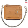 HUMERPAUL BP735 Cartera de cuero con cremallera horizontal, múltiples ranuras para tarjetas, protección antirrobo RFID, para hombre (marrón claro)