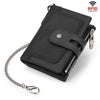 HUMERPAUL BP778 Cartera corta de cuero RFID con tres pliegues y doble cremallera (negro)
