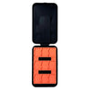 Soporte plegable KJH para Nintendo Switch 2 / Switch OLED / Lite con 9 ranuras para tarjetas de juego y 4 ranuras para tarjetas SD (negro y naranja)