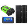 Inversor de onda modificada Gurxun con panel solar de 18 W y controlador de 30 A, doble toma, 2 puertos USB y 2 puertos tipo C. Especificaciones: 300 W, enchufe UE de 12 V a 220 V.