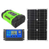 Inversor de onda modificada Gurxun con panel solar de 18 W y controlador de 30 A, doble toma, 2 puertos USB y 2 puertos tipo C. Especificaciones: 300 W, enchufe estadounidense de 12 V a 110 V.