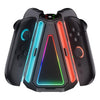 Base de carga triangular 4 en 1 con luz RGB para Nintendo Switch 2 mandos Joy-Con (negro)