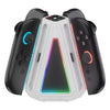 Base de carga triangular 4 en 1 con luz RGB para Nintendo Switch 2 mandos Joy-Con (blanco)