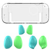 Estuche protector de PC de cristal con diseño dividido para Nintendo Switch 2 con agarres ergonómicos de 3 tamaños, transparente y verde azulado.