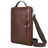 CONTACTS FAMILY 14.2 Inch Crazy Horse Leather Messenger Bag Vintage Crossbody Laptop Briefcase(Brown)