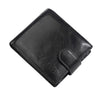 Baellerry D3065 - Cartera corta de tres pliegues para hombre, con cremallera, cierre a presión, ranuras para múltiples tarjetas (negra)