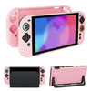 Estuche protector de plástico con diseño dividido y acceso al soporte para Nintendo Switch 2 y Joy-Con (rosa)