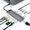 Estación de acoplamiento USB tipo C de metal BS12A, concentrador de expansión multifuncional para computadora