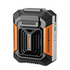 Ventilador de cintura recargable F66 con clip, 3 velocidades y linterna LED. Refrigeración manos libres para construcción, trabajo al aire libre y senderismo (naranja).