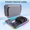 Estación de carga y refrigeración multifunción para Nintendo Switch 2 con iluminación RGB y ranuras para tarjetas