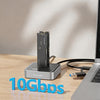 Estación de acoplamiento Blueendless SD08A M.2 NVMe SSD con doble bahía, USB 3.2 Gen2 de 10 Gbps, carcasa externa para unidades con función de clonación sin conexión con un solo botón y enchufe estadounidense.