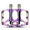 WEST BIKING - 1 par de pedales de bicicleta galvanizados de colores, con 3 rodamientos de aleación de aluminio, para bicicleta de montaña y carretera (morado anochecer)