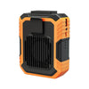 Ventilador de cintura recargable con clip, 3 velocidades y linterna LED. Refrigeración manos libres para construcción, trabajo al aire libre y senderismo (naranja).