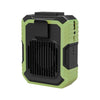 Ventilador de cintura recargable con clip, 3 velocidades y linterna LED. Refrigeración manos libres para construcción, trabajo al aire libre y senderismo (verde).