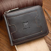 Cartera de cuero BULL 235 CAPTAIN con dos pliegues y cremallera, tarjetero multifunción RFID (café)