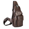 Bolso bandolera vintage de piel auténtica para hombre, modelo BULL CAPTAIN de 8 pulgadas (café)
