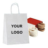 Bolsas de papel kraft para llevar con asas, tamaño: 15 x 8 x 21 cm, color blanco