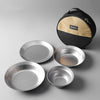 AOTU AT6438-1 - Juego de 4 platos de acero inoxidable para exteriores, para acampar, portátiles, para barbacoa, con bolsa de almacenamiento