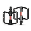 Pedales de aluminio de triple perforación para bicicleta de carretera WEST BIKING (negro y rojo)