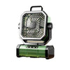 Ventilador oscilante USB con control remoto, luz portátil para acampar (verde)