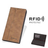 Baellerry C3160 Cartera vintage de cuero con bloqueo RFID para hombre, tarjetero plegable con cremallera (marrón)