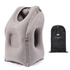 Almohada inflable de viaje TRAELSKY con forma de avión, ideal para almorzar al aire libre o como almohada inflable portátil para el cuello. Color: Gris. Incluye bolsa de inflado.