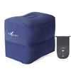 Reposapiés hinchable TRAELSKY de PVC flocado para avión, tren, coche, oficina o siesta. Incluye bolsa de inflado. Especificaciones: 2 capas (azul oscuro).